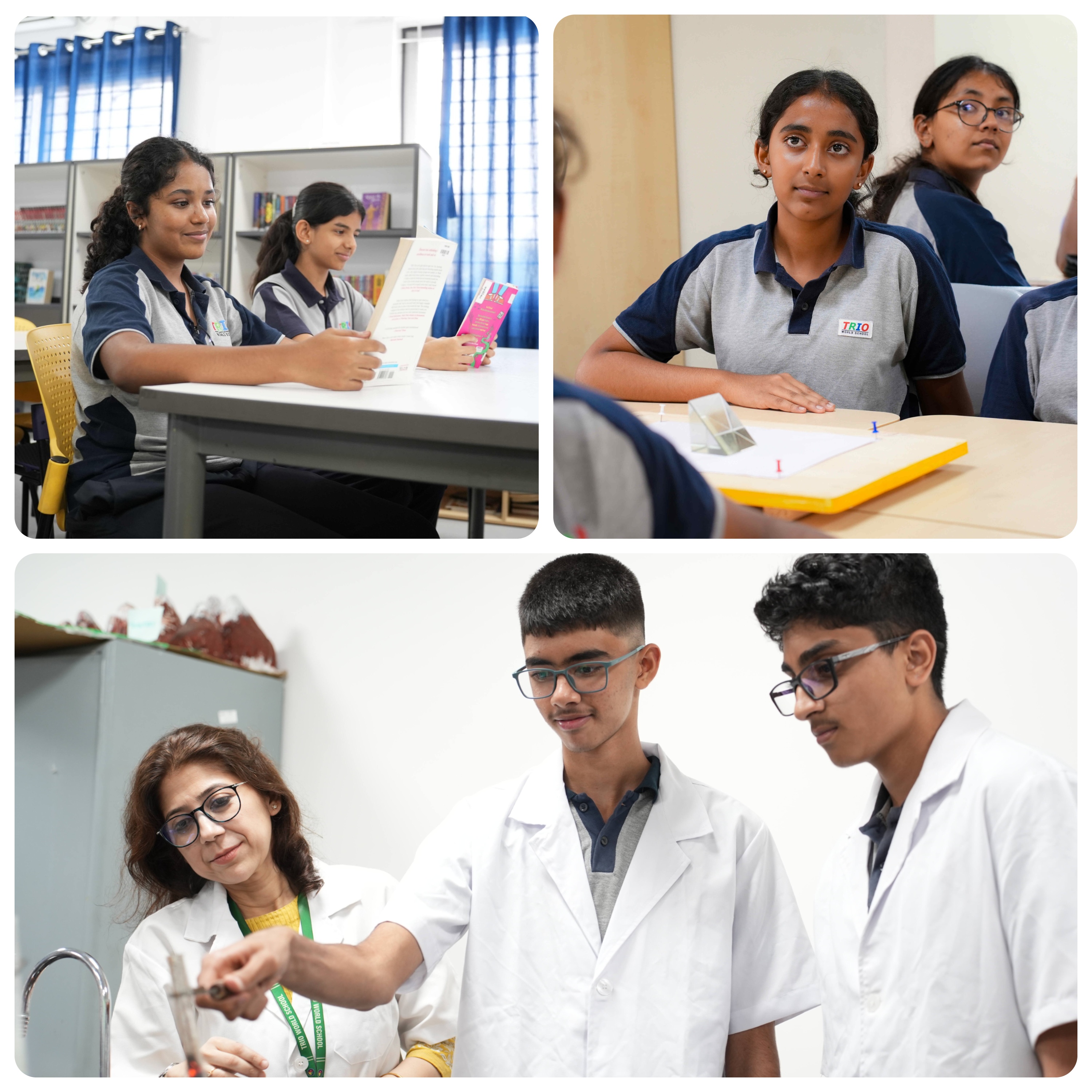 Students studying together at Trio World School